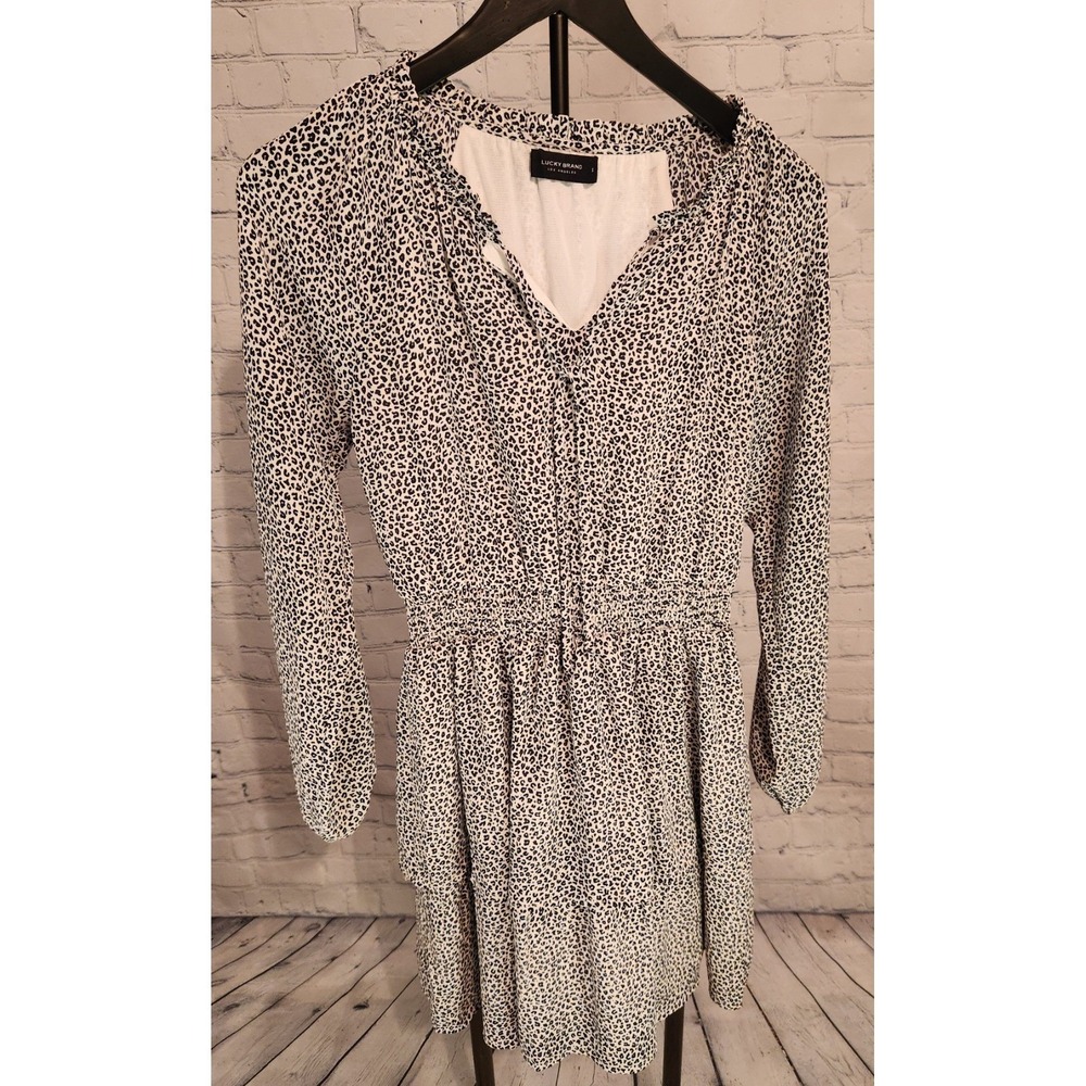 LUCKY BRAND‎ Cheetah print Dress, Lined, Small, Ivory/black